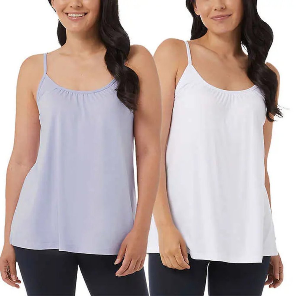 NWT 32 Degrees Women's 2 Pack Bra Top Cami White/Blue Size M $60 YY014